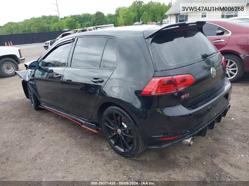 2017 Volkswagen Golf Gti Se 4-Door VIN: 3VW547AU1HM006268 Lot: 39371435