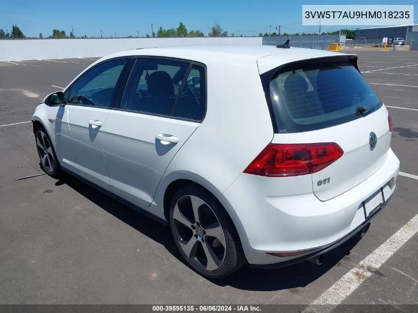 2017 Volkswagen Golf Gti Autobahn 4-Door/S 4-Door/Se 4-Door/Sport 4-Door VIN: 3VW5T7AU9HM018235 Lot: 39595135