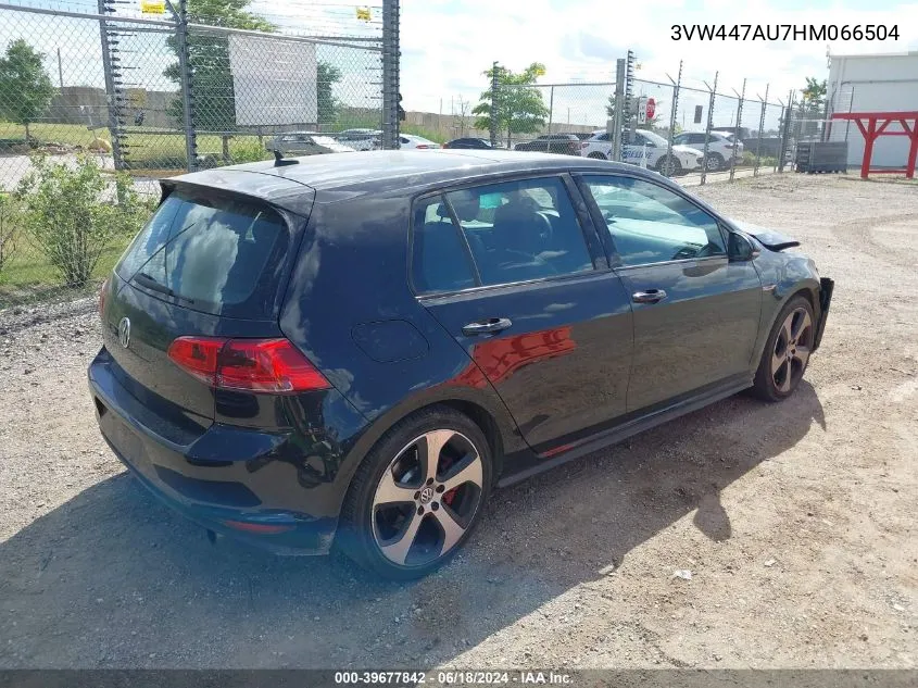 2017 Volkswagen Golf Gti Autobahn 4-Door/S 4-Door/Se 4-Door/Sport 4-Door VIN: 3VW447AU7HM066504 Lot: 39677842