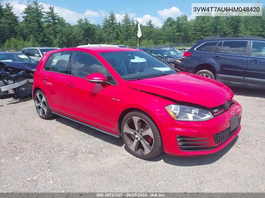 2017 Volkswagen Golf Gti Autobahn 4-Door/S 4-Door/Se 4-Door/Sport 4-Door VIN: 3VW4T7AU6HM048420 Lot: 39721327