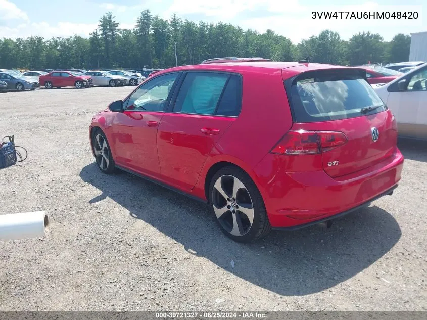 3VW4T7AU6HM048420 2017 Volkswagen Golf Gti Autobahn 4-Door/S 4-Door/Se 4-Door/Sport 4-Door