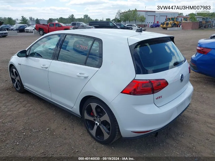 3VW447AU3HM007983 2017 Volkswagen Golf Gti Se 4-Door