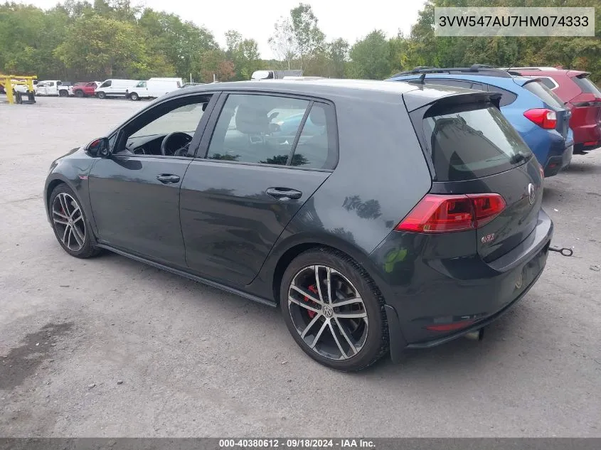 2017 Volkswagen Golf Gti Autobahn 4-Door/S 4-Door/Se 4-Door/Sport VIN: 3VW547AU7HM074333 Lot: 40380612