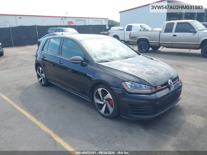 2017 Volkswagen Golf Gti Autobahn 4-Door/S 4-Door/Se 4-Door/Sport VIN: 3VW547AU2HM031583 Lot: 40423161