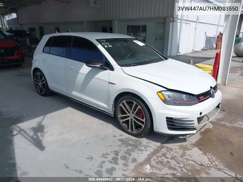 2017 Volkswagen Golf Gti Sport 4-Door VIN: 3VW447AU7HM003550 Lot: 40449602