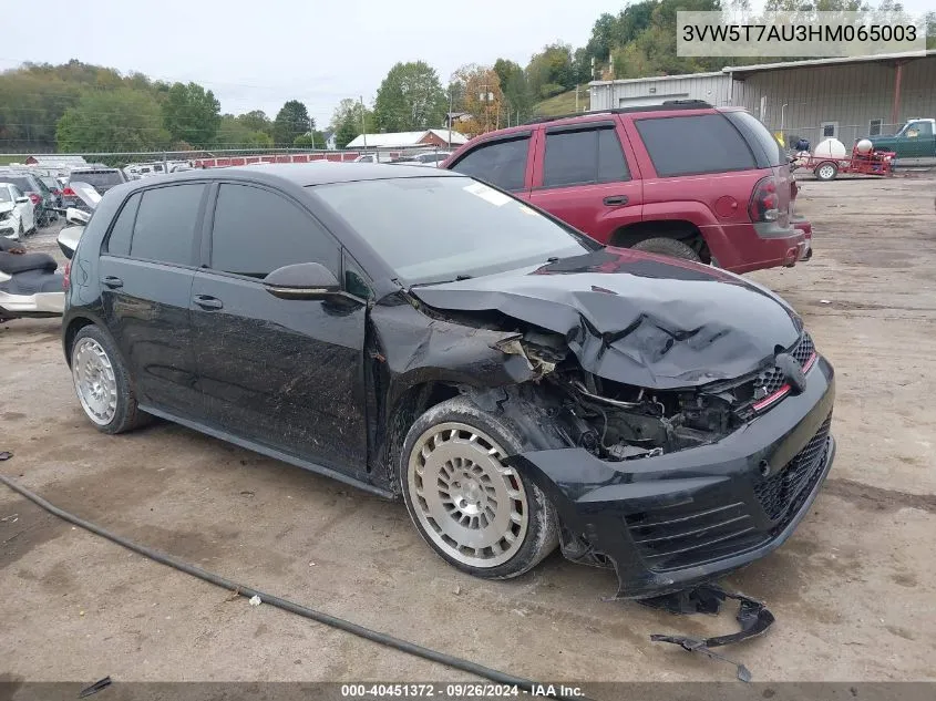 2017 Volkswagen Golf Gti Autobahn 4-Door/S 4-Door/Se 4-Door/Sport VIN: 3VW5T7AU3HM065003 Lot: 40451372