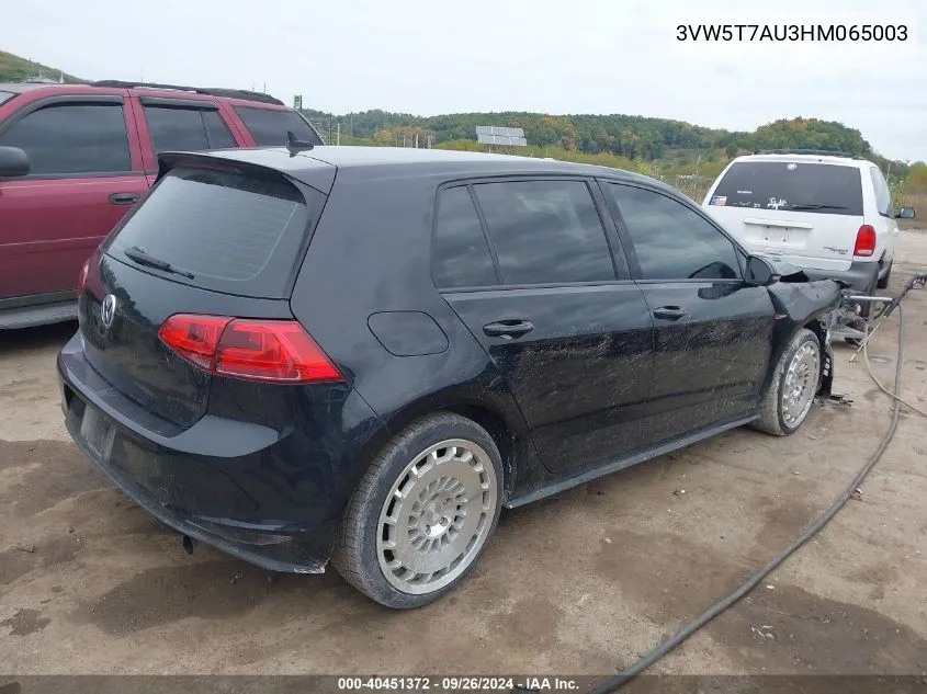 2017 Volkswagen Golf Gti Autobahn 4-Door/S 4-Door/Se 4-Door/Sport VIN: 3VW5T7AU3HM065003 Lot: 40451372