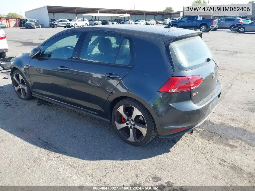 3VW447AU9HM062406 2017 Volkswagen Golf Gti Autobahn 4-Door/S 4-Door/Se 4-Door/Sport 4-Door