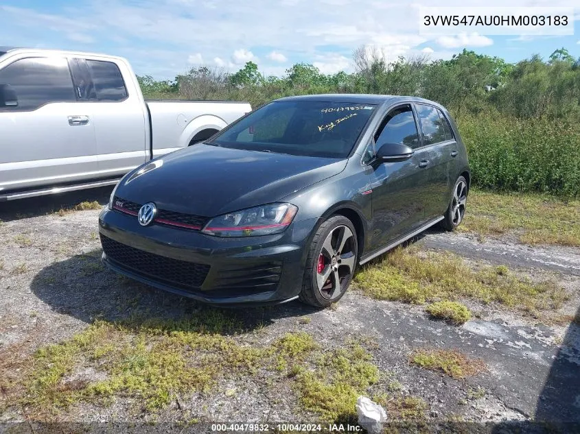 2017 Volkswagen Golf Gti Se 4-Door VIN: 3VW547AU0HM003183 Lot: 40479832