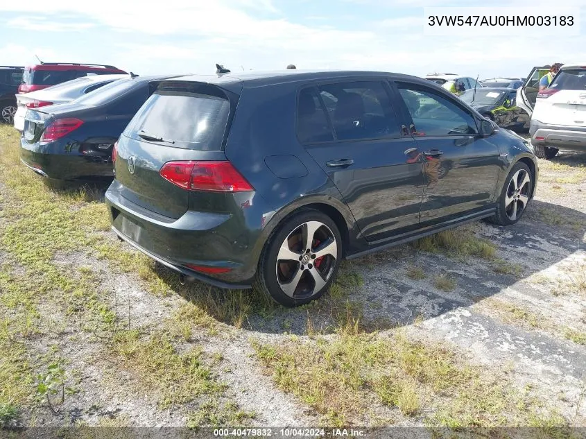 3VW547AU0HM003183 2017 Volkswagen Golf Gti Se 4-Door