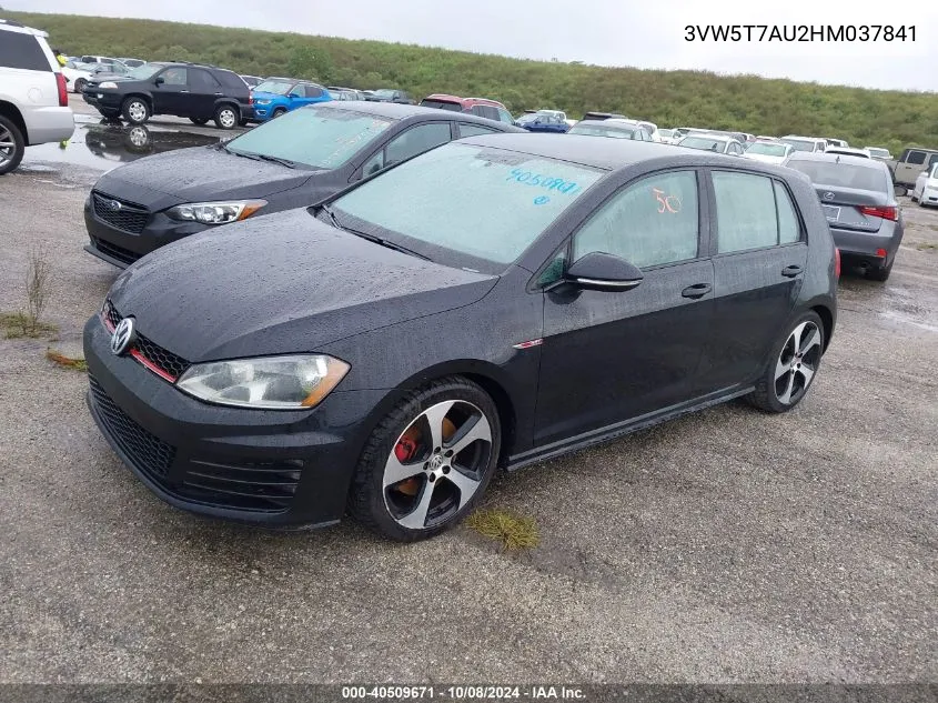 2017 Volkswagen Golf Gti S VIN: 3VW5T7AU2HM037841 Lot: 40509671