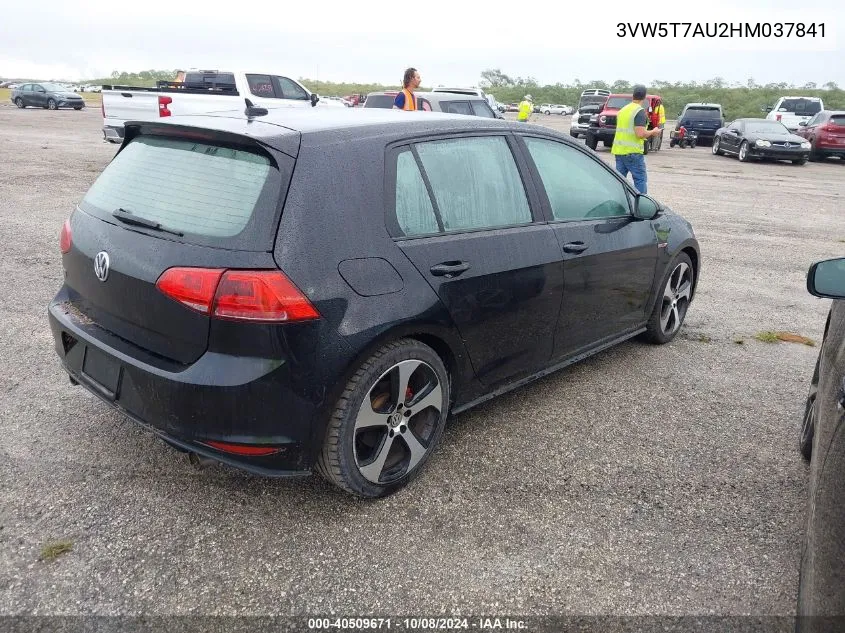 2017 Volkswagen Golf Gti Autobahn 4-Door/S 4-Door/Se 4-Door/Sport 4-Door VIN: 3VW5T7AU2HM037841 Lot: 40509671