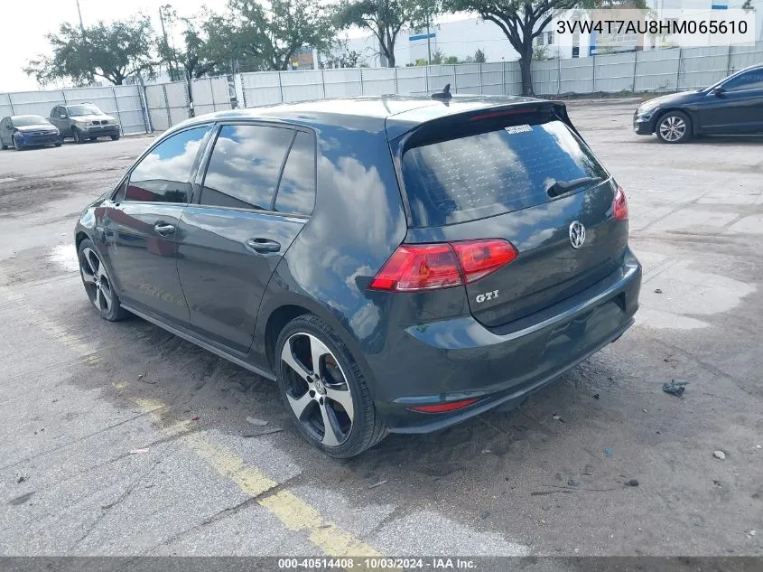 2017 Volkswagen Golf Gti Autobahn 4-Door/S 4-Door/Se 4-Door/Sport 4-Door VIN: 3VW4T7AU8HM065610 Lot: 40514408