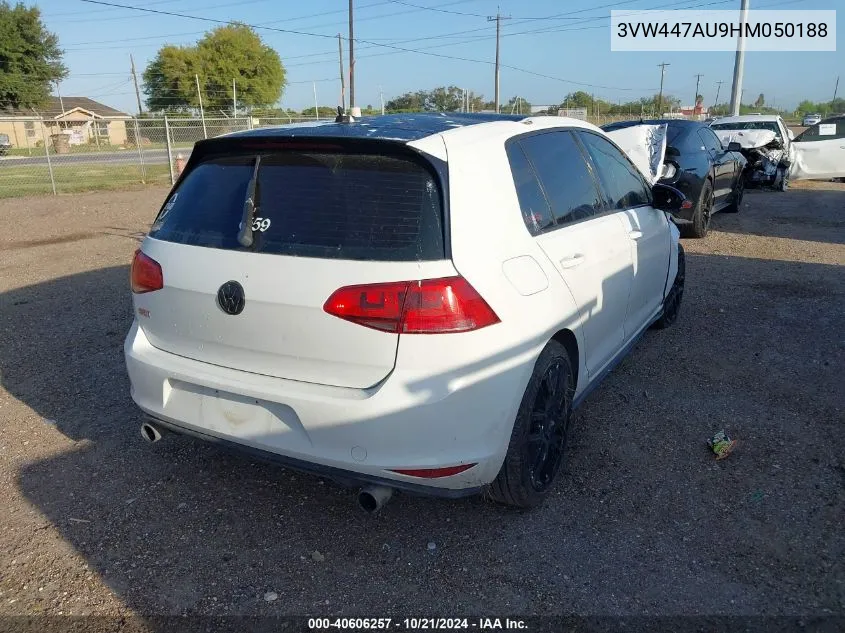 2017 Volkswagen Golf Gti S/Se/Autobahn VIN: 3VW447AU9HM050188 Lot: 40606257