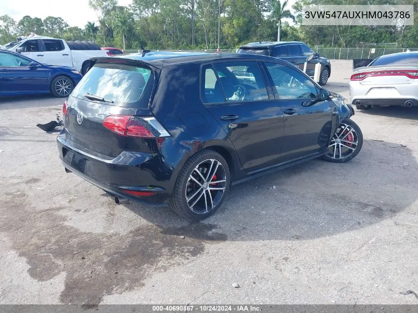 2017 Volkswagen Golf Gti Autobahn 4-Door/S 4-Door/Se 4-Door/Sport 4-Door VIN: 3VW547AUXHM043786 Lot: 40690867