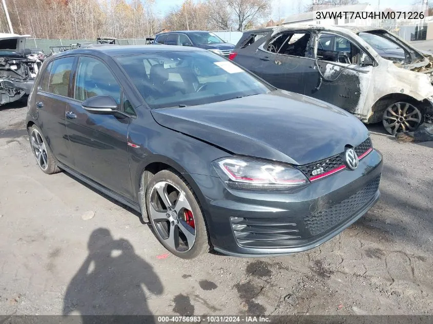 2017 Volkswagen Golf Gti Autobahn 4-Door/S 4-Door/Se 4-Door/Sport 4-Door VIN: 3VW4T7AU4HM071226 Lot: 40756983