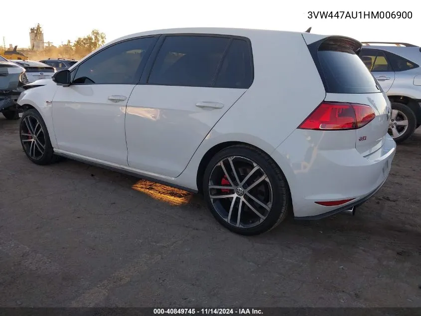 2017 Volkswagen Golf Gti Autobahn 4-Door/S 4-Door/Se 4-Door/Sport 4-Door VIN: 3VW447AU1HM006900 Lot: 40849745