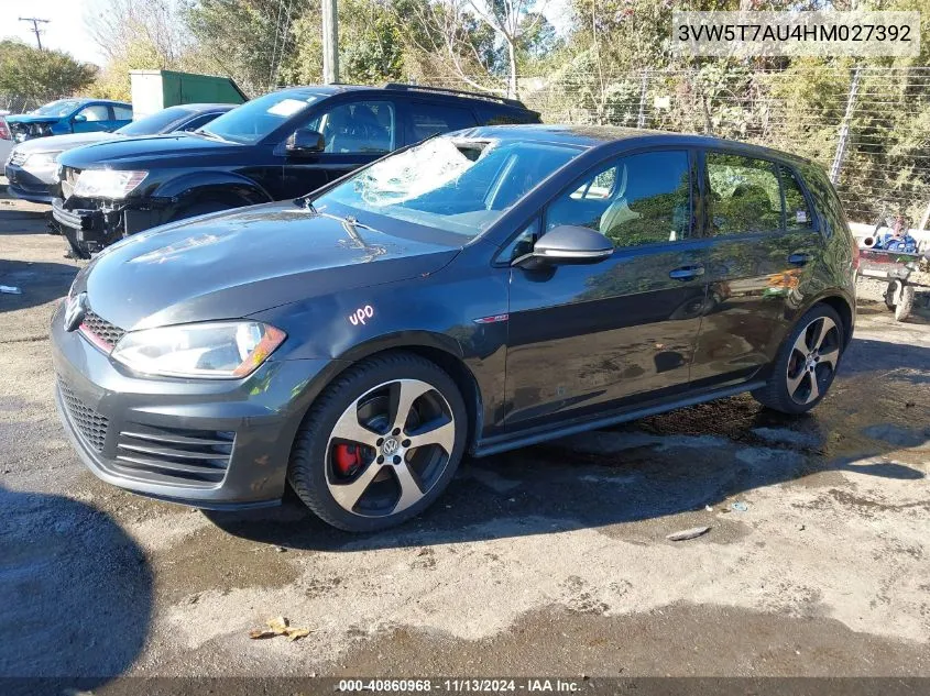 2017 Volkswagen Golf Gti Autobahn 4-Door/S 4-Door/Se 4-Door/Sport 4-Door VIN: 3VW5T7AU4HM027392 Lot: 40860968