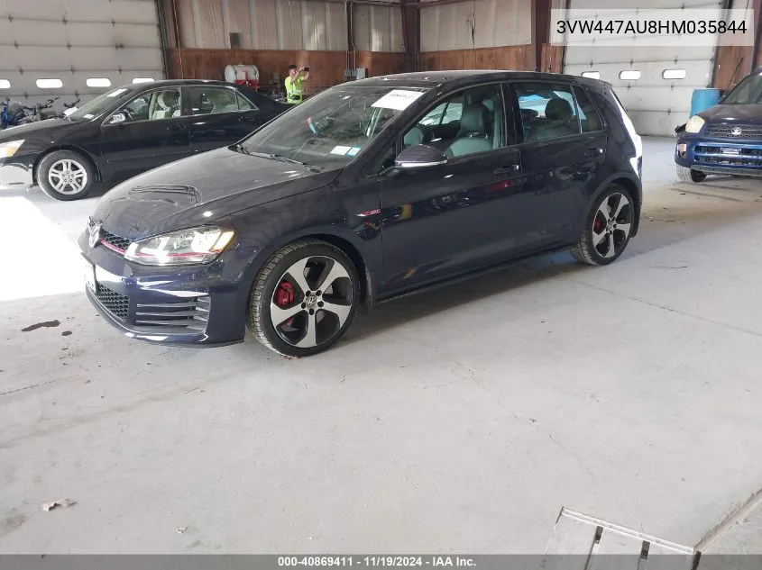 2017 Volkswagen Golf Gti Autobahn 4-Door/S 4-Door/Se 4-Door/Sport 4-Door VIN: 3VW447AU8HM035844 Lot: 40869411