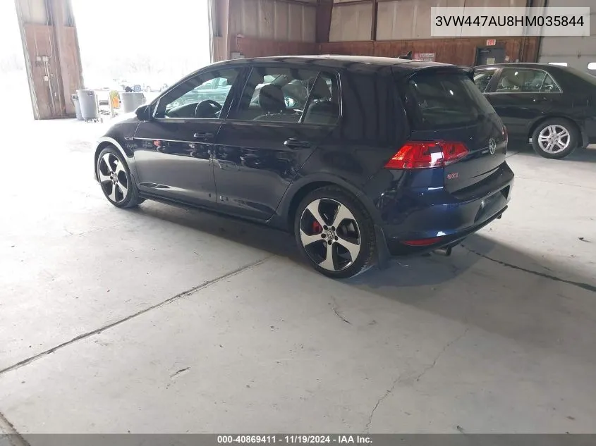 2017 Volkswagen Golf Gti Autobahn 4-Door/S 4-Door/Se 4-Door/Sport 4-Door VIN: 3VW447AU8HM035844 Lot: 40869411