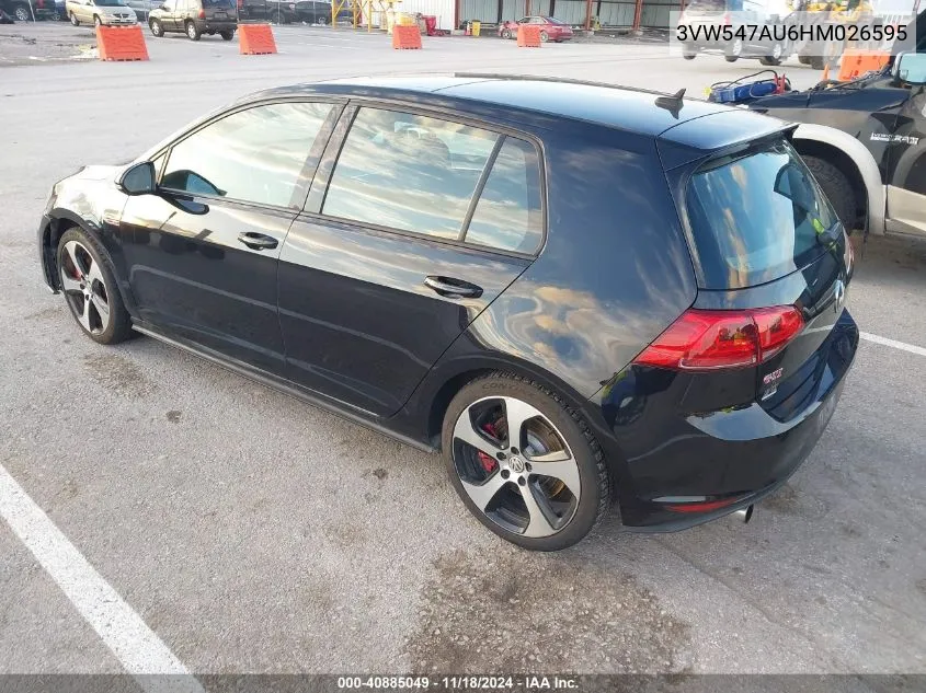 2017 Volkswagen Golf Gti Autobahn 4-Door/S 4-Door/Se 4-Door/Sport 4-Door VIN: 3VW547AU6HM026595 Lot: 40885049