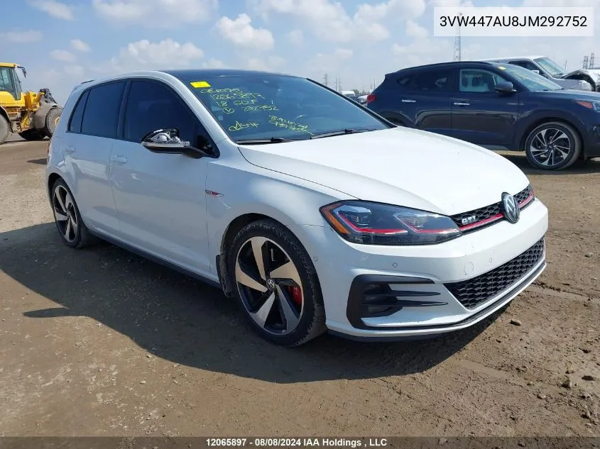 3VW447AU8JM292752 2018 Volkswagen Golf Gti