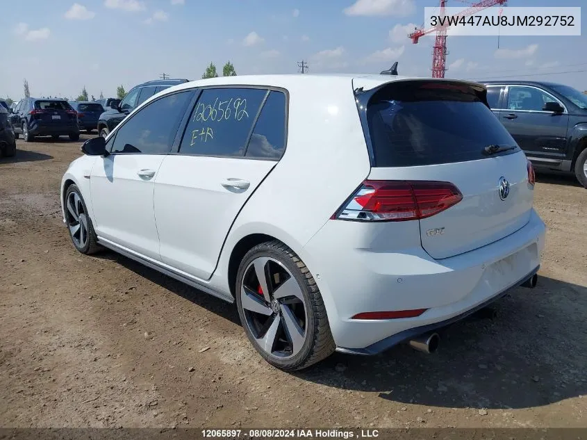 3VW447AU8JM292752 2018 Volkswagen Golf Gti