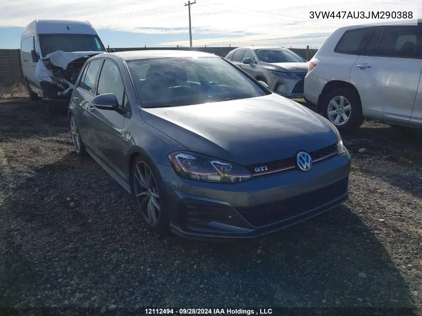 2018 Volkswagen Golf Gti VIN: 3VW447AU3JM290388 Lot: 12112494