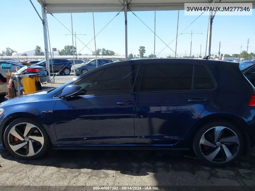 2018 Volkswagen Golf Gti 2.0T Autobahn/2.0T S/2.0T Se VIN: 3VW447AUXJM277346 Lot: 40097352