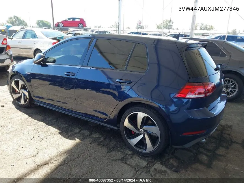 2018 Volkswagen Golf Gti 2.0T Autobahn/2.0T S/2.0T Se VIN: 3VW447AUXJM277346 Lot: 40097352