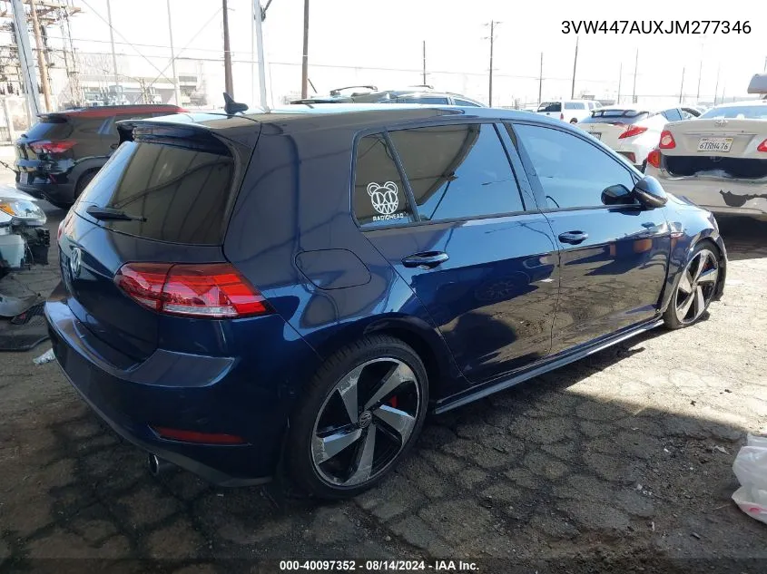 2018 Volkswagen Golf Gti 2.0T Autobahn/2.0T S/2.0T Se VIN: 3VW447AUXJM277346 Lot: 40097352