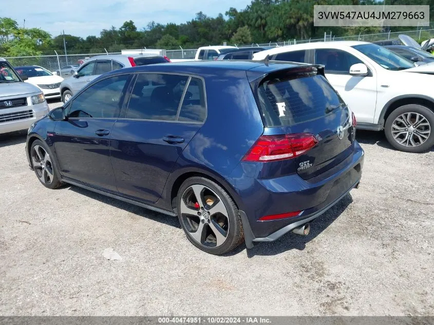 2018 Volkswagen Golf Gti 2.0T Autobahn/2.0T S/2.0T Se VIN: 3VW547AU4JM279663 Lot: 40474951