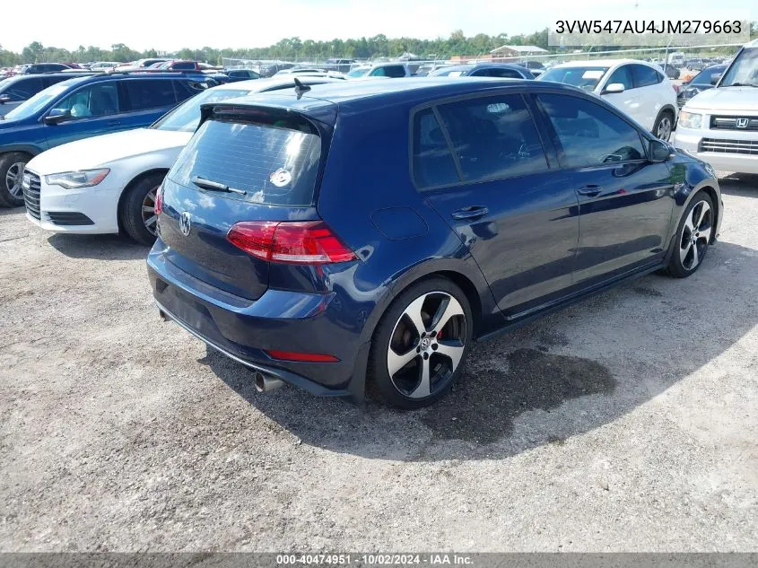 2018 Volkswagen Golf Gti 2.0T Autobahn/2.0T S/2.0T Se VIN: 3VW547AU4JM279663 Lot: 40474951