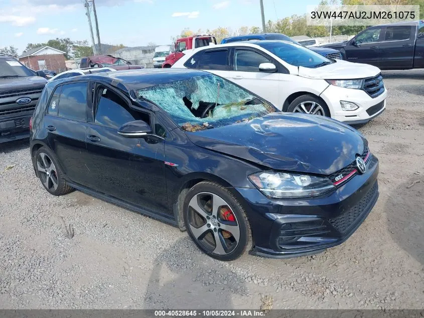 2018 Volkswagen Golf Gti 2.0T Autobahn/2.0T S/2.0T Se VIN: 3VW447AU2JM261075 Lot: 40528645