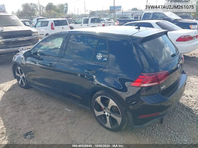 3VW447AU2JM261075 2018 Volkswagen Golf Gti 2.0T Autobahn/2.0T S/2.0T Se