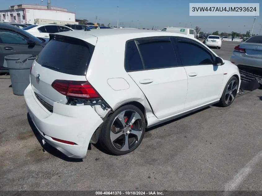 2018 Volkswagen Golf Gti 2.0T Autobahn/2.0T S/2.0T Se VIN: 3VW447AU4JM293624 Lot: 40641375