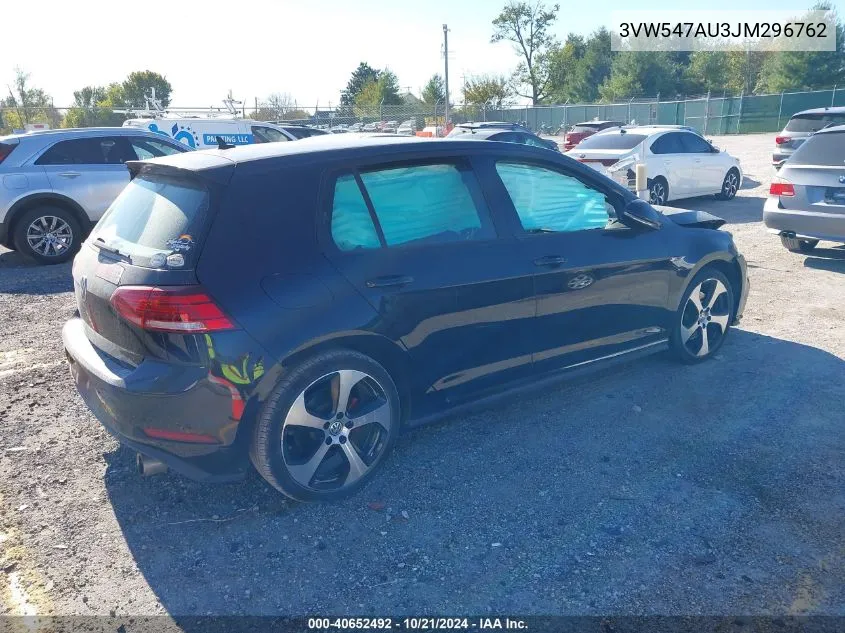 2018 Volkswagen Golf Gti 2.0T Autobahn/2.0T S/2.0T Se VIN: 3VW547AU3JM296762 Lot: 40652492