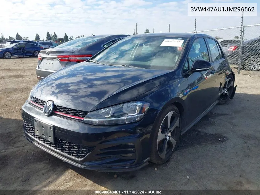 2018 Volkswagen Golf Gti 2.0T Autobahn/2.0T Se/S VIN: 3VW447AU1JM296562 Lot: 40843461