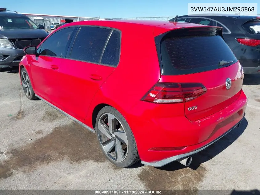 2018 Volkswagen Golf Gti 2.0T Autobahn/2.0T S/2.0T Se VIN: 3VW547AU3JM295868 Lot: 40911857