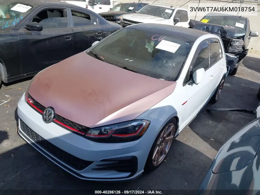 2019 Volkswagen Golf Gti 2.0T Autobahn/2.0T Rabbit Edition/2.0T S/2.0T Se VIN: 3VW6T7AU6KM018754 Lot: 40286126