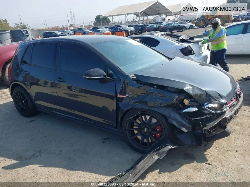 2019 Volkswagen Golf Gti 2.0T Autobahn/2.0T Rabbit Edition/2.0T S/2.0T Se VIN: 3VW5T7AU9KM007324 Lot: 40323693