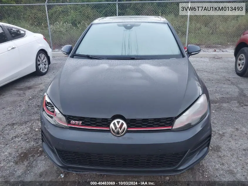 2019 Volkswagen Golf Gti 2.0T Autobahn/2.0T Rabbit Edition/2.0T S/2.0T Se VIN: 3VW6T7AU1KM013493 Lot: 40483069