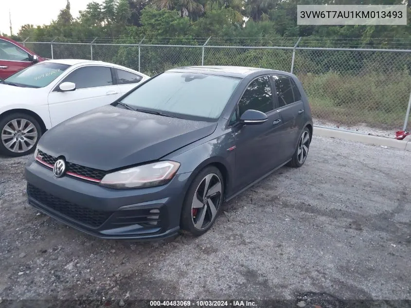 2019 Volkswagen Golf Gti 2.0T Autobahn/2.0T Rabbit Edition/2.0T S/2.0T Se VIN: 3VW6T7AU1KM013493 Lot: 40483069