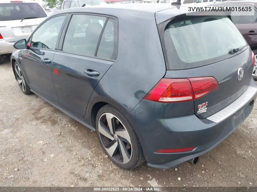 2020 Volkswagen Golf Gti 2.0T Autobahn/2.0T S/2.0T Se VIN: 3VW6T7AU3LM015635 Lot: 39502523