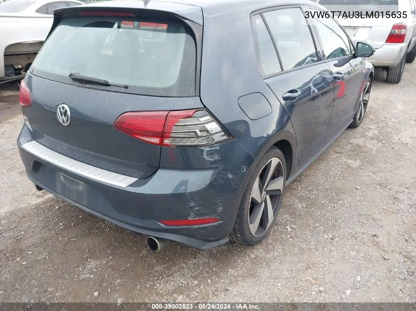 2020 Volkswagen Golf Gti 2.0T Autobahn/2.0T S/2.0T Se VIN: 3VW6T7AU3LM015635 Lot: 39502523