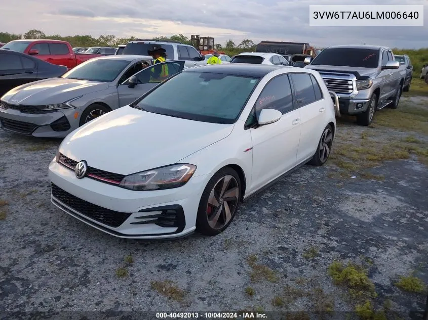 2020 Volkswagen Golf Gti 2.0T Autobahn/2.0T S/2.0T Se VIN: 3VW6T7AU6LM006640 Lot: 40492013