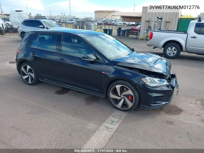 2020 Volkswagen Golf Gti 2.0T Autobahn/2.0T S/2.0T Se VIN: 3VW6T7AU6LM012776 Lot: 40808872