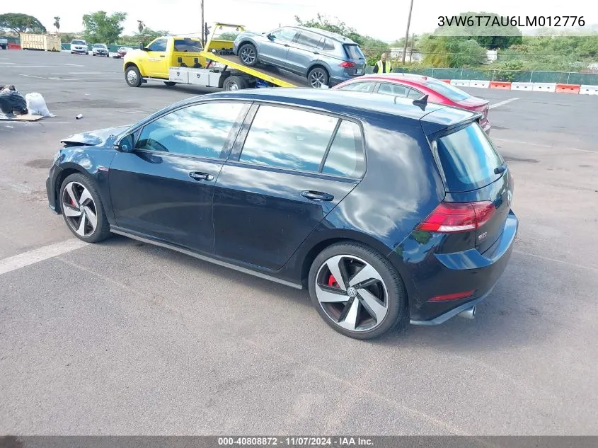 2020 Volkswagen Golf Gti 2.0T Autobahn/2.0T S/2.0T Se VIN: 3VW6T7AU6LM012776 Lot: 40808872