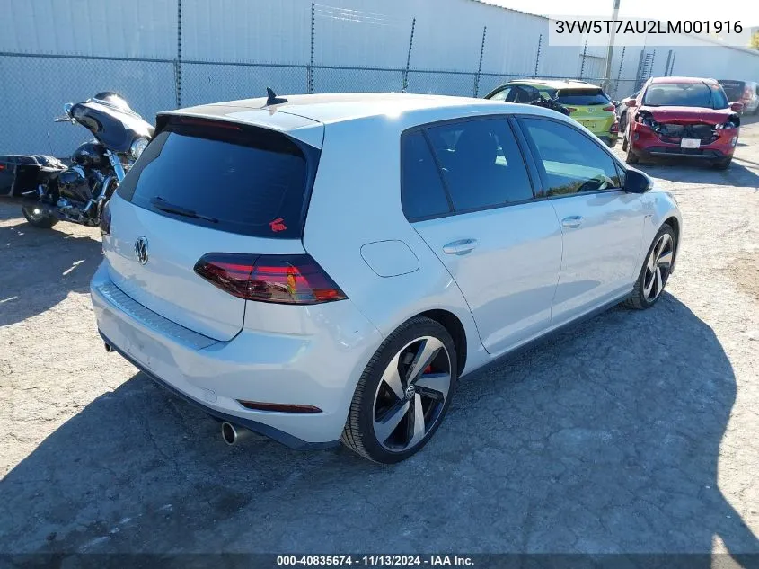 2020 Volkswagen Golf Gti 2.0T Autobahn/2.0T S/2.0T Se VIN: 3VW5T7AU2LM001916 Lot: 40835674