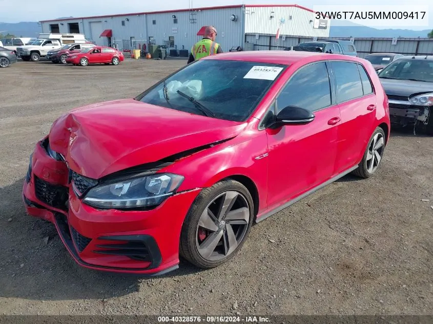 2021 Volkswagen Golf Gti 2.0T Autobahn/2.0T S/2.0T Se VIN: 3VW6T7AU5MM009417 Lot: 40328576